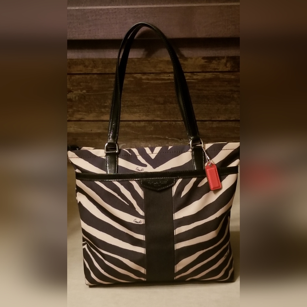Coach Black and White Zebra Print Tote